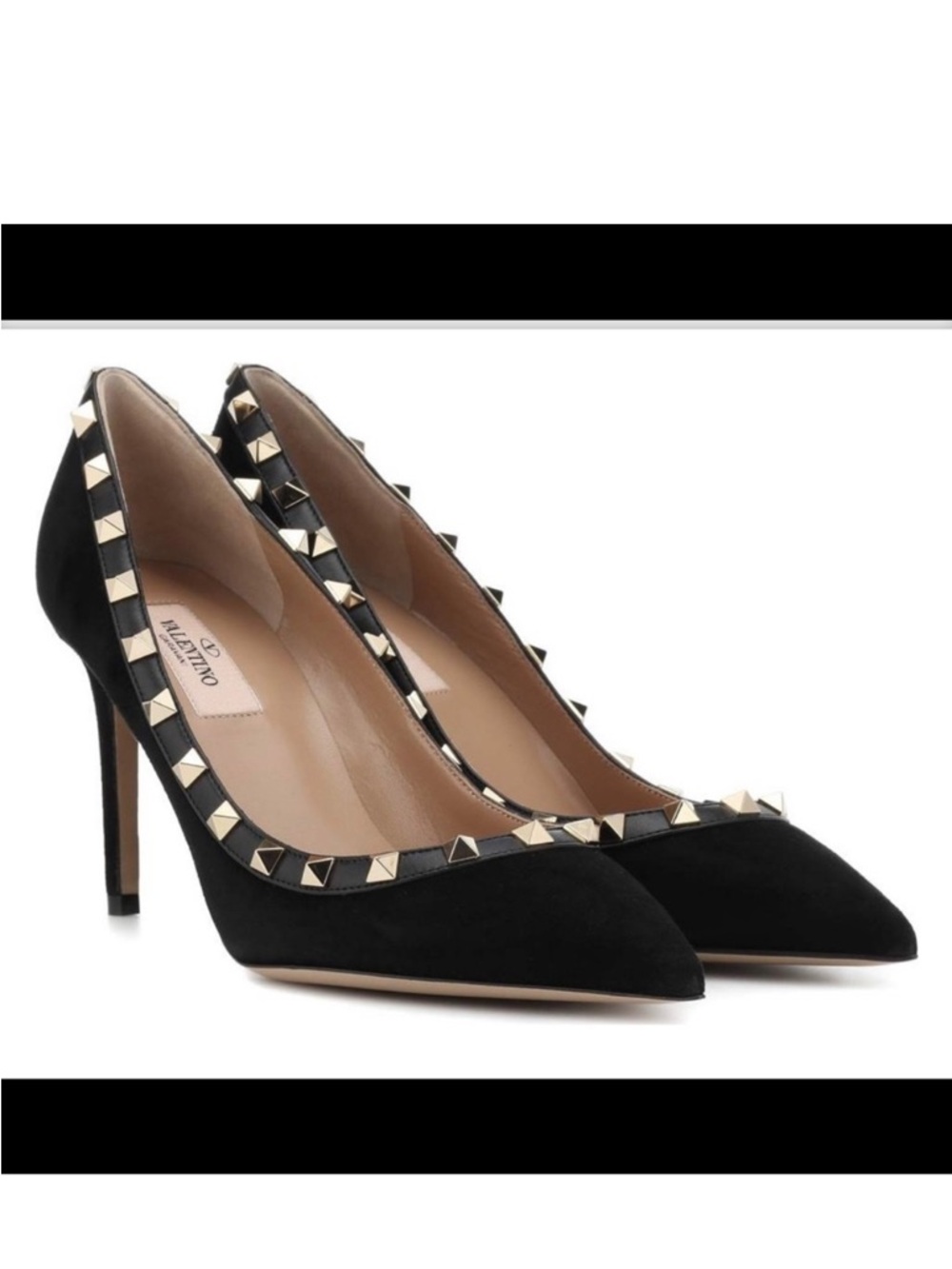 Valentino Black Suede Rock Stud Pumps